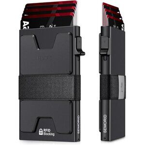 Slim Aluminum Card Holder Wallet for Men, Durable Expandable Backplate, RFID